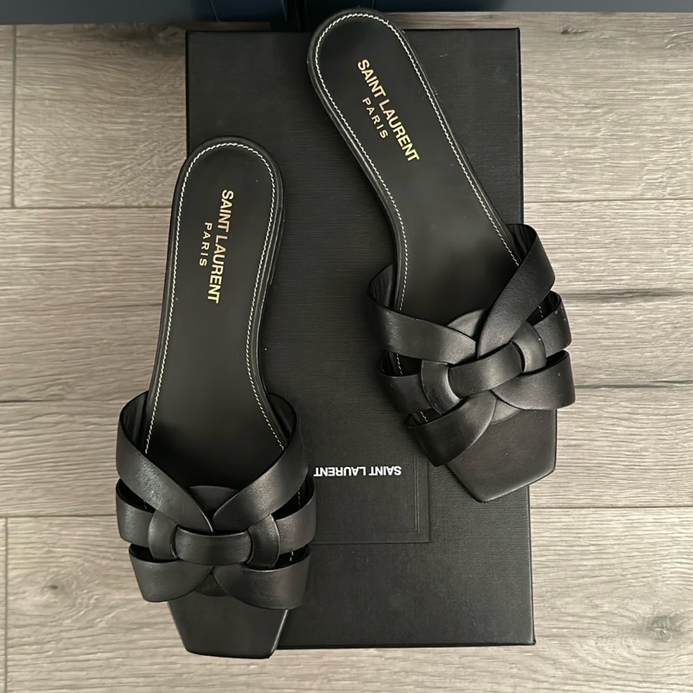 Saint Laurent Black Slide Sandals